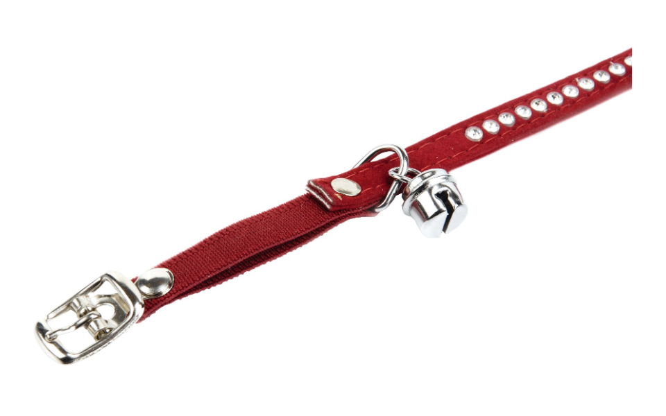 Collar de gato rojo con pedrería.
