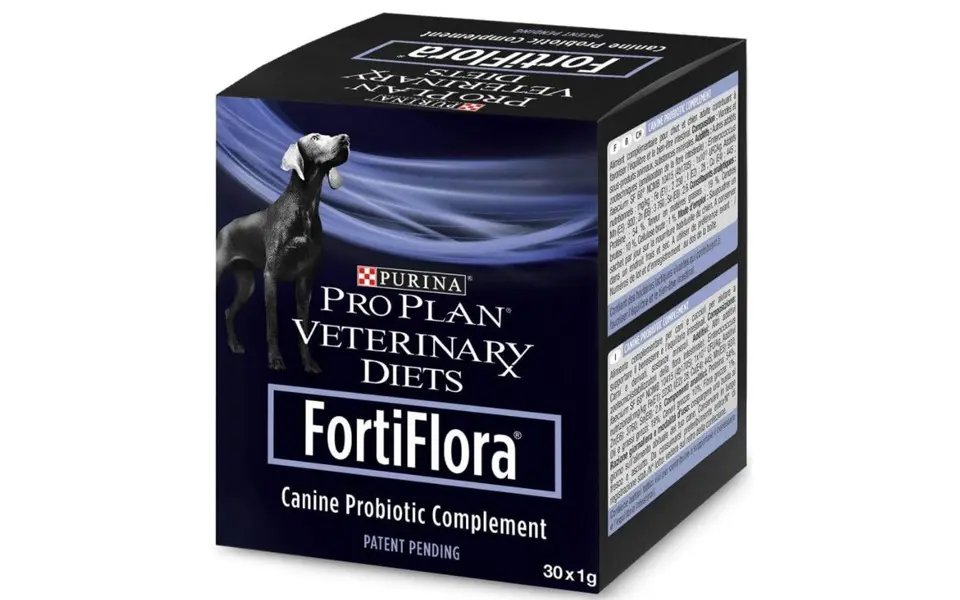 Caja con Purina Fortiflora Canine Suplemento Nutricional para perros.